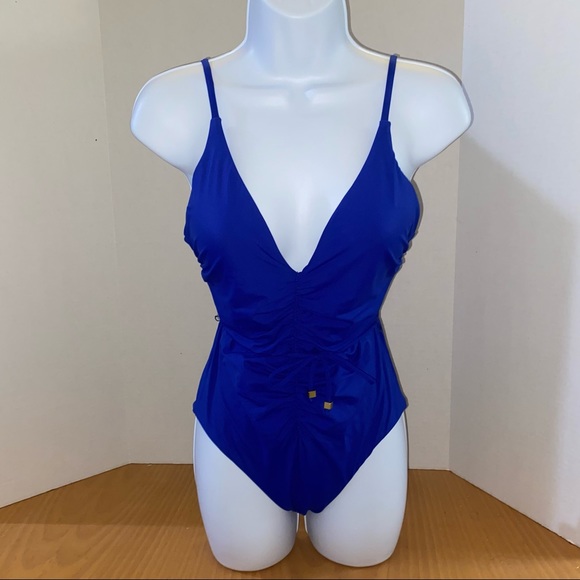 NWOT BECCA Flair Caroline Shirred One-Piece Swimsuit - Picture 4 of 6